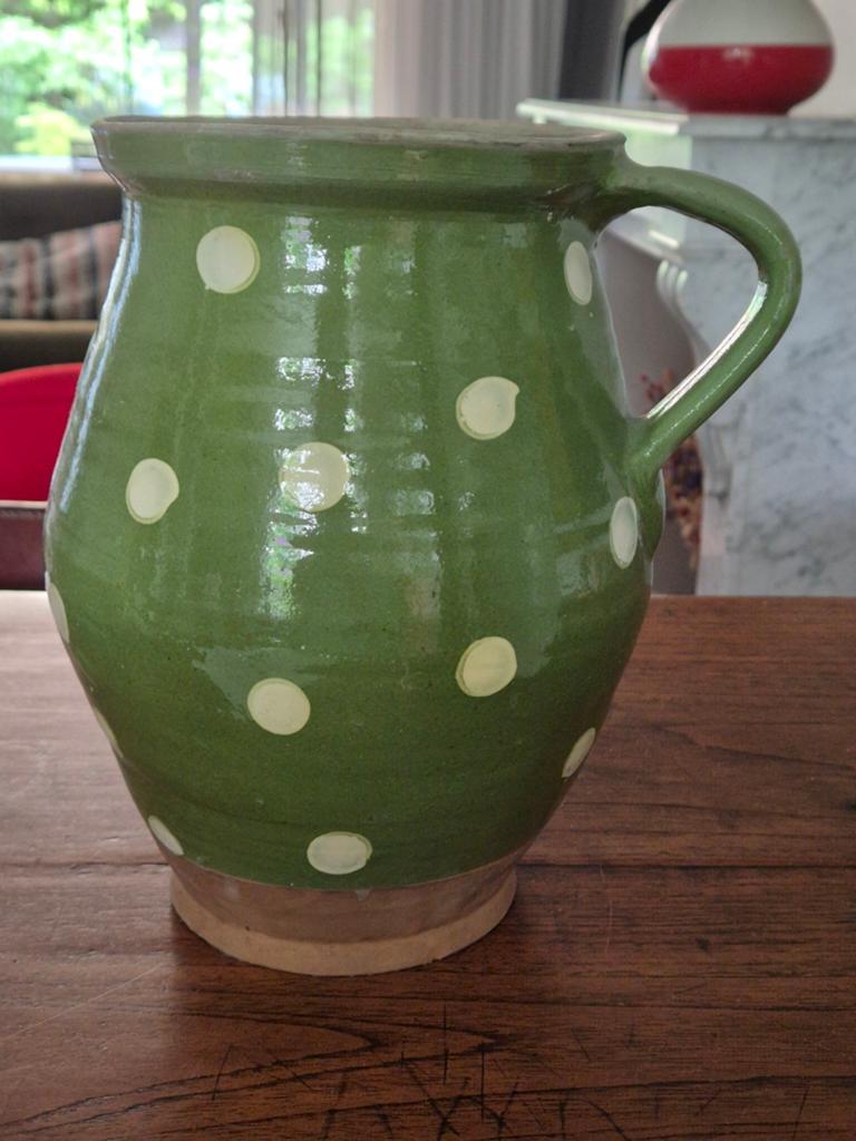 Geglazuurde keramieken vaas met stippen, 25 cm hoog, Ophalen of Verzenden