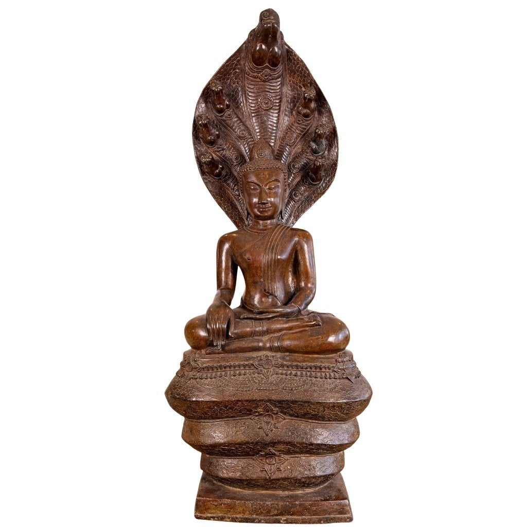 Naga-Boeddha Muchalinda – Thais bronzen beeld – 122 cm