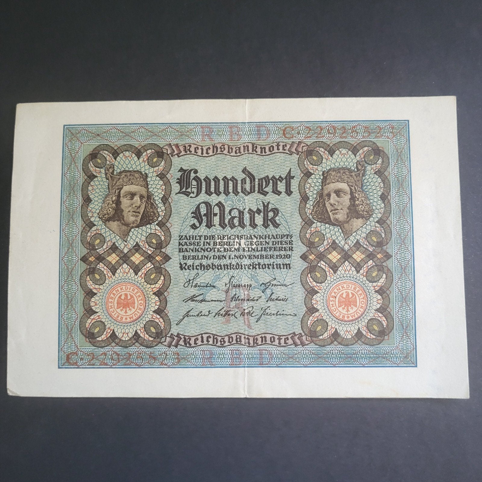 Duitsland 100 Mark Reichsbanknote 1920, Verzenden, Duitsland, Los biljet