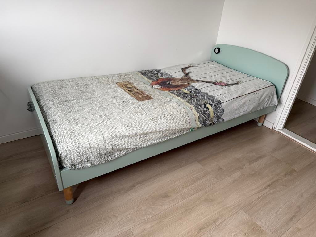 Flexa play bed 90x200 mintgroen, Ophalen, 90 cm, Eenpersoons, Zo goed als nieuw