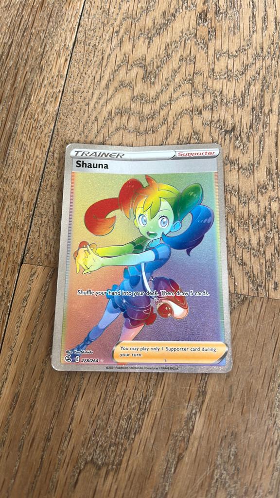 Pokémon Shauna Rainbow Rare Trainer Kaart (278/264), Ophalen of Verzenden, Zo goed als nieuw, Losse kaart, Foil