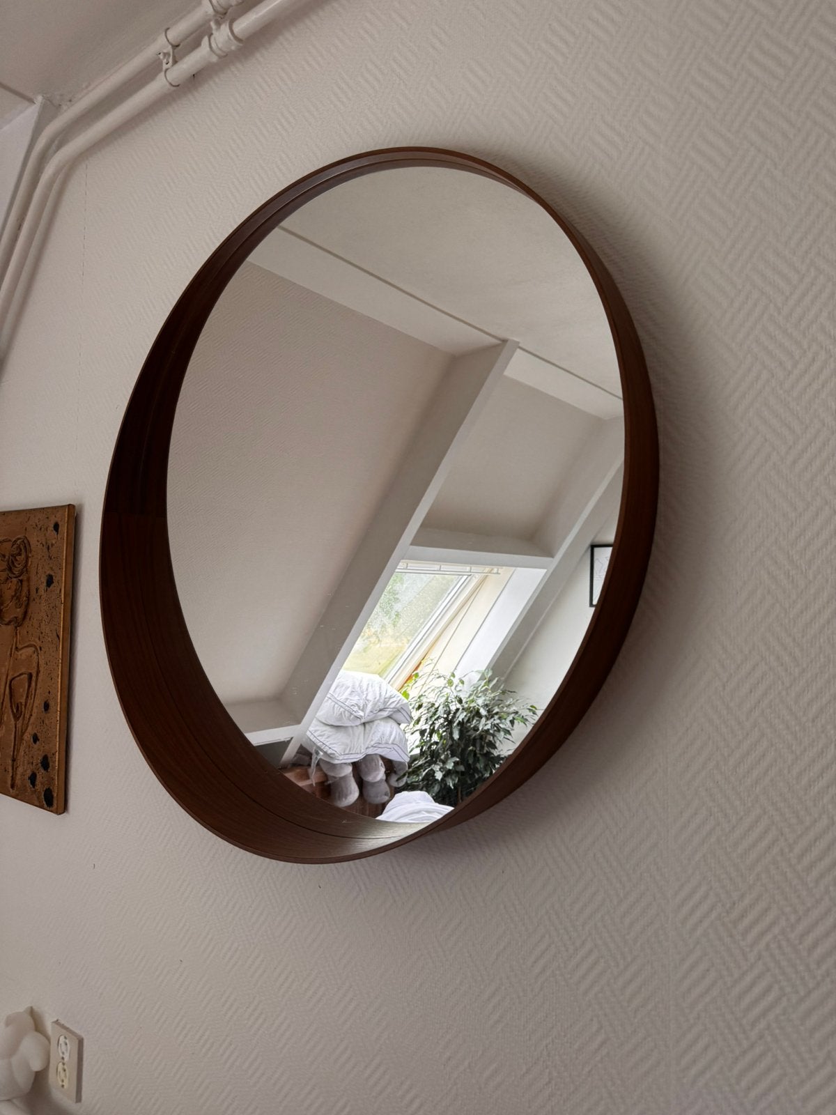 Spiegel, Huis en Inrichting, Woonaccessoires | Spiegels, Ophalen, Rond, Zo goed als nieuw, 75 tot 100 cm