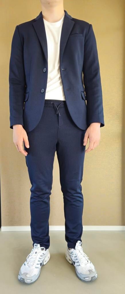 Jongens pak (broek en jasje) blauw 170, Ophalen of Verzenden, Zo goed als nieuw, Maat 46 (S) of kleiner, Blauw