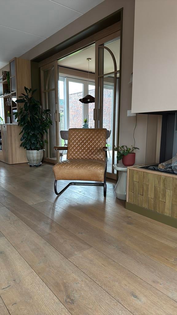 Eleonora fauteuil marc leder cognac, Ophalen, Zo goed als nieuw, 75 tot 100 cm, 50 tot 75 cm