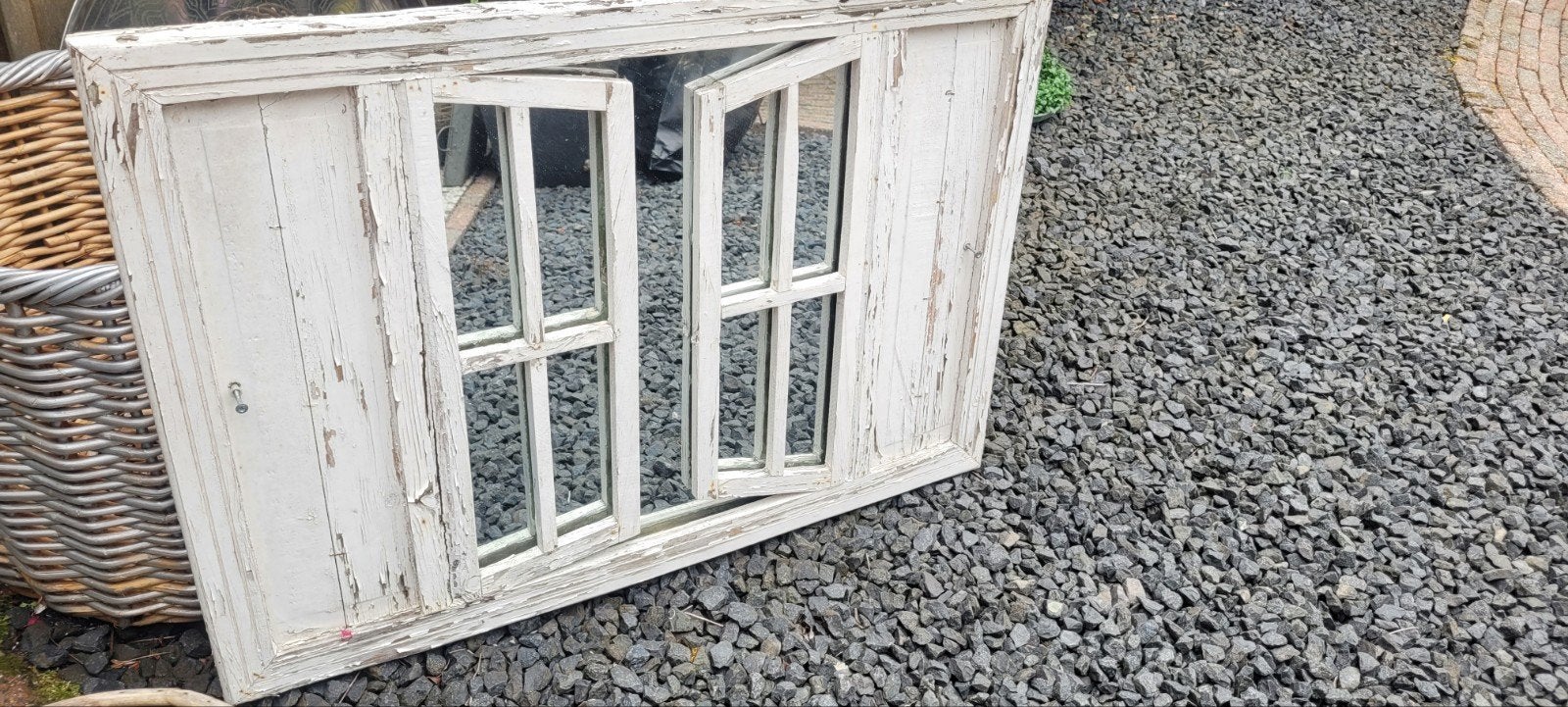 Sfeervolle Brocante vintage spiegel, Huis en Inrichting, Ophalen, Gebruikt, Rechthoekig, 75 tot 100 cm