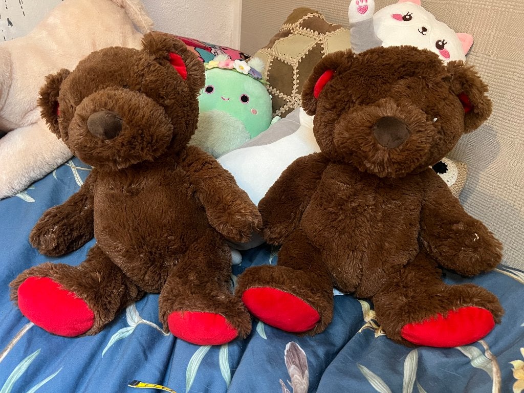 2x nieuwe bruine pluche teddybeer knuffelberen knuffels beer, Beer, Nieuw, Ophalen of Verzenden, Middelgroot (20 tot 80 cm)