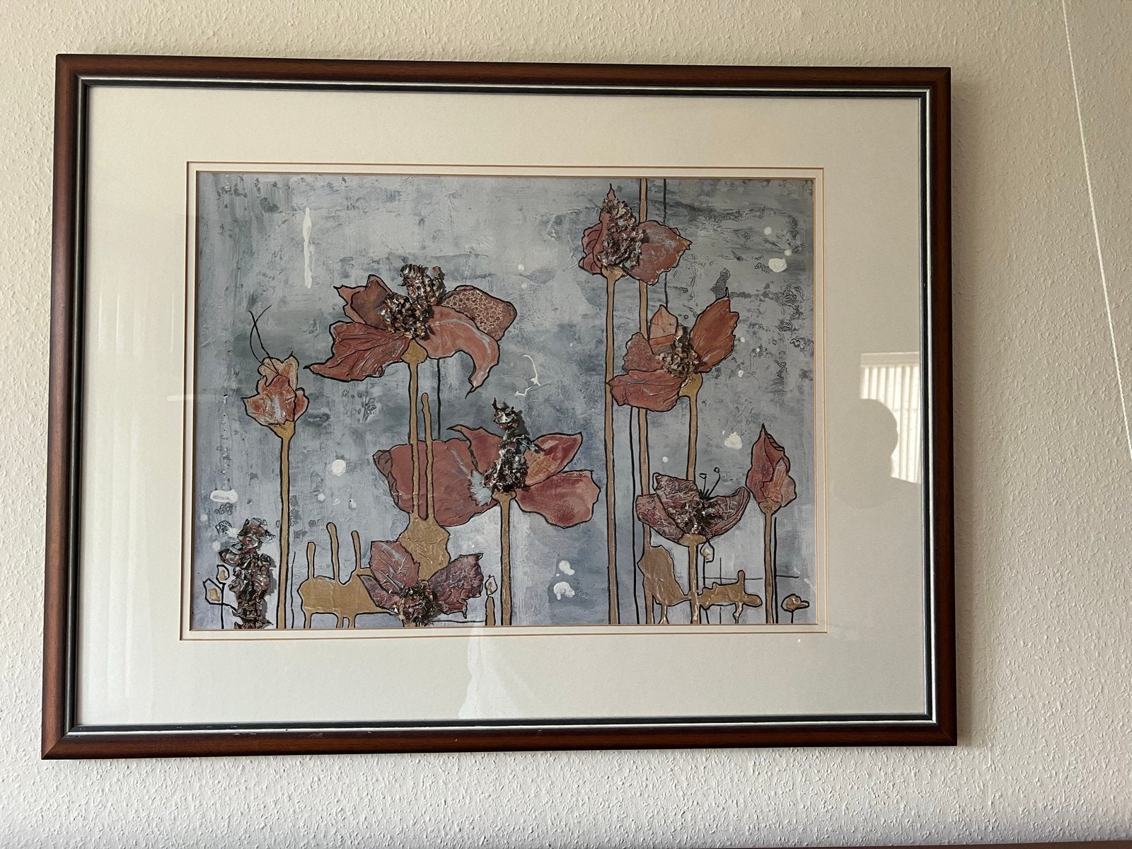 Abstracte bloemenkunst in lijst, Abstract, Ophalen of Verzenden, Papier, Gemengde techniek