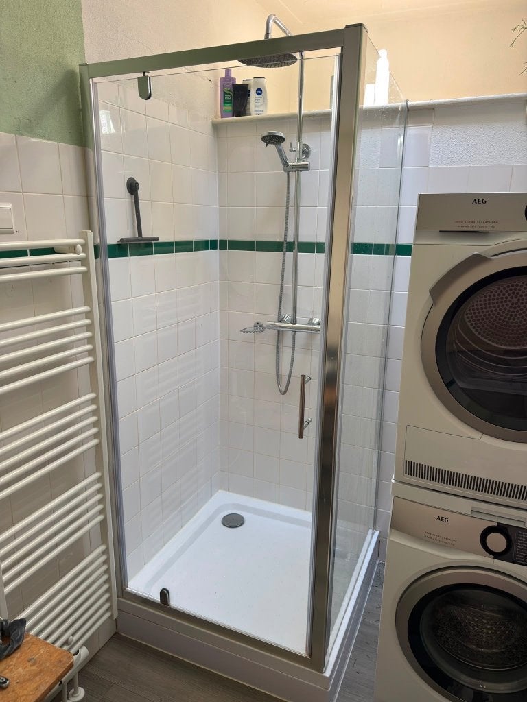 Nette glazen douchecabine incl. douchebak, Ophalen, Gebruikt, Chroom, Douche