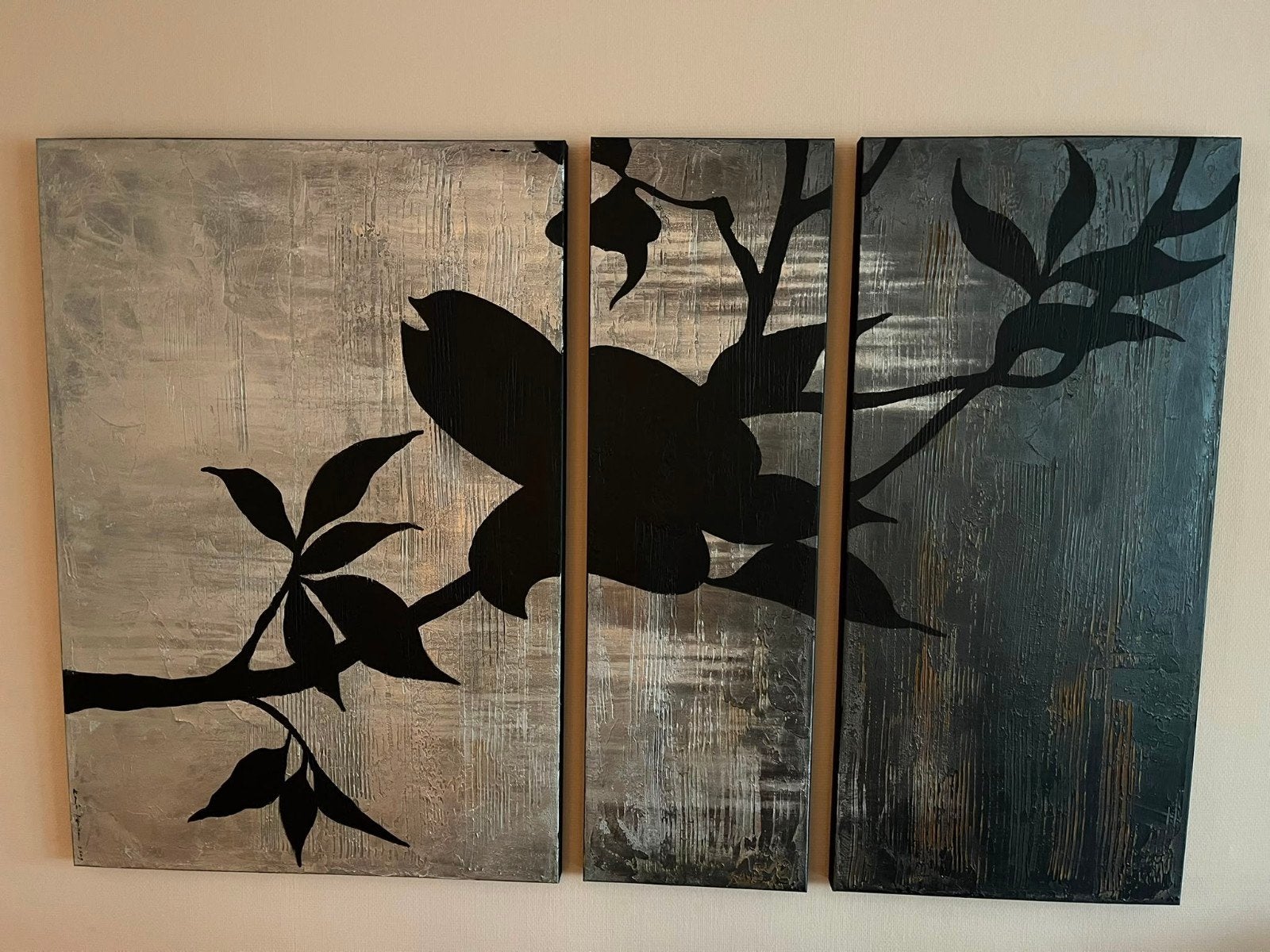 Mooi 3-luik schilderij, 198x130 cm, direct af te halen, Antiek en Kunst, Kunst | Schilderijen | Modern, Ophalen, Op houten frame