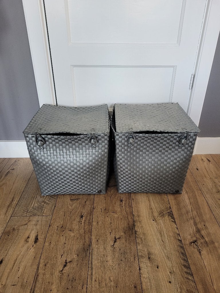 2 kunststof opbergkisten van Diezijn, 40x40x40 cm, Met deksel, Kunststof, Gebruikt, Overige typen