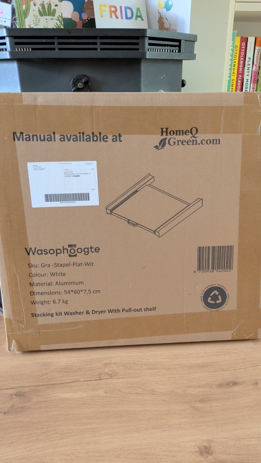 Wasophoogte Stapelkit Wasmachine & Droger met Uitschuifplank, Ophalen