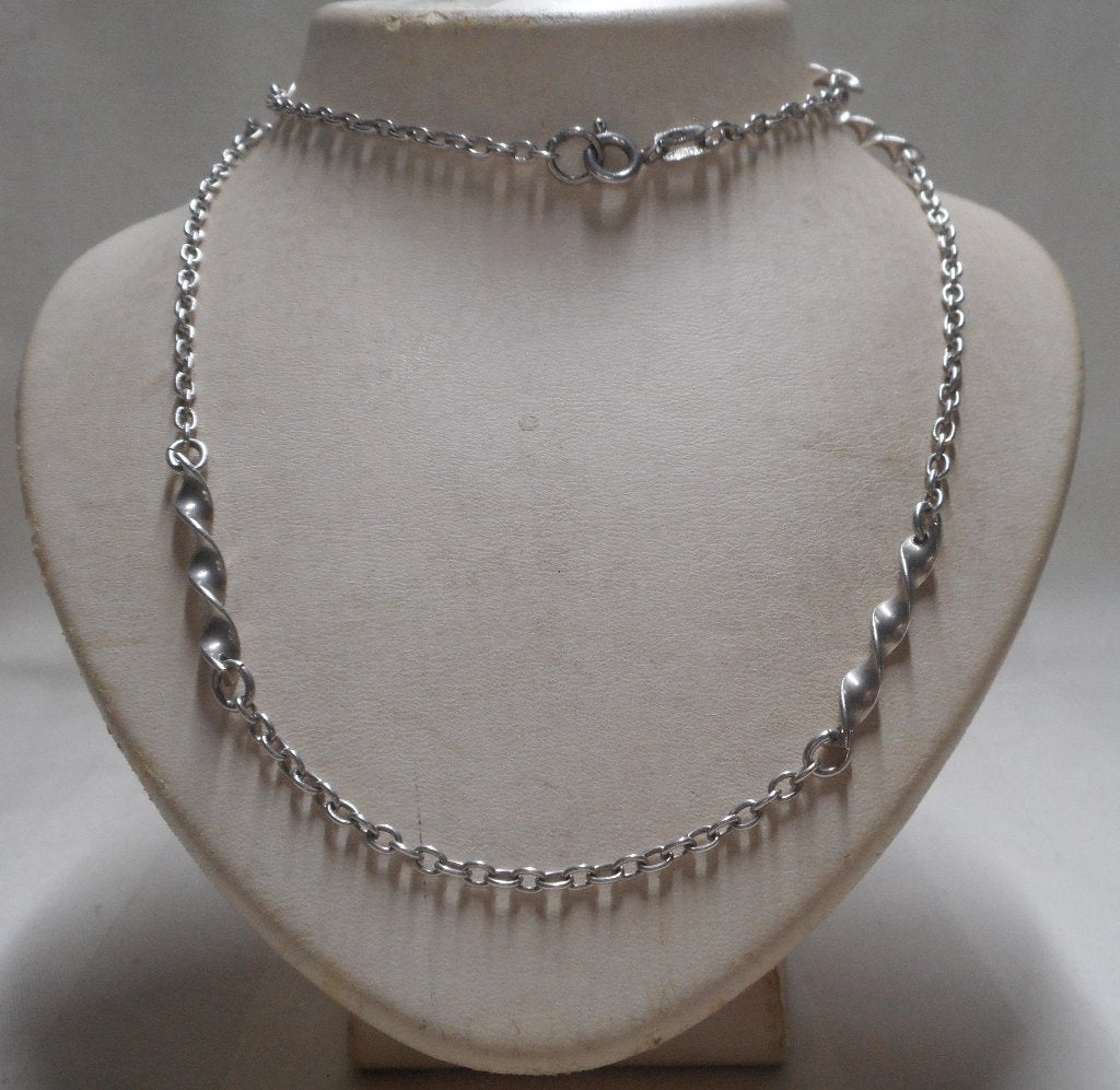 Zilveren vintage sierketting met wokkels nr.2405, Verzenden, Zo goed als nieuw, Zilver, Zilver