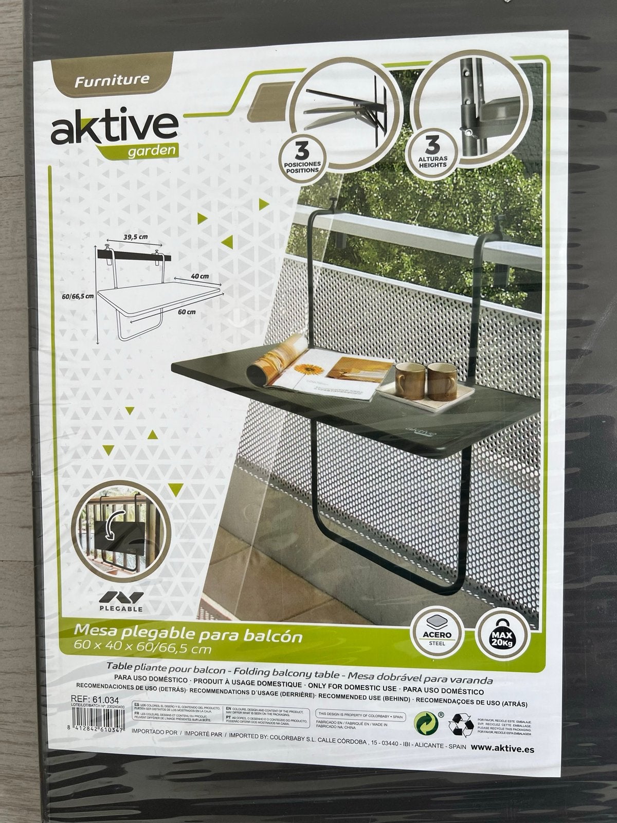 Hangtafel voor op het balkon, Inklapbare Balkontafel. Nieuw, Ophalen, Nieuw, Rechthoekig, Metaal