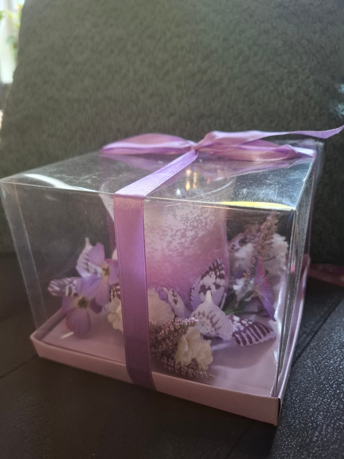 Sfeervolle decoratieve kaarsen in cadeauverpakking, Paars, Waxinelichthouder, Nieuw, Ophalen of Verzenden