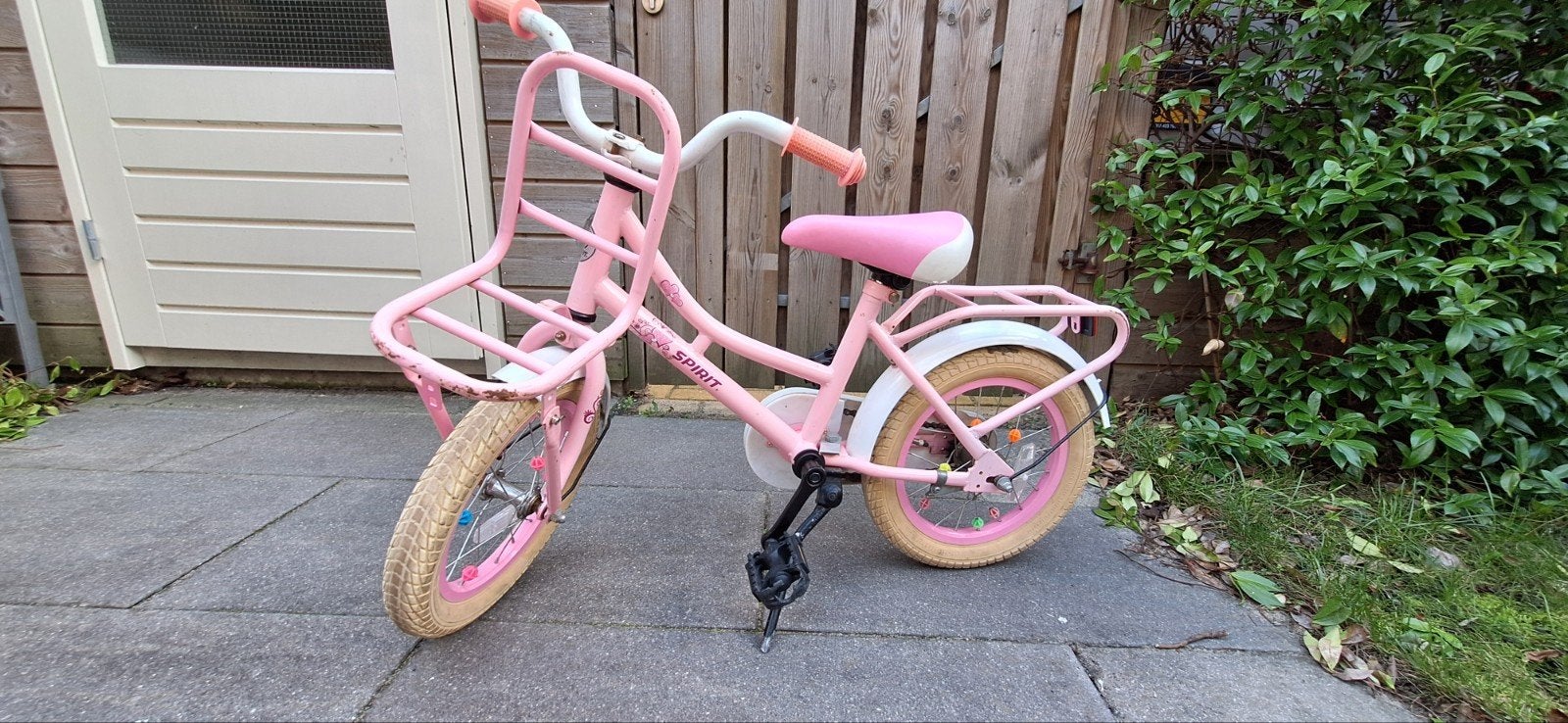 Roze Spirit kinderfiets 14 inch, Ophalen, Terugtraprem, Gebruikt, Minder dan 16 inch