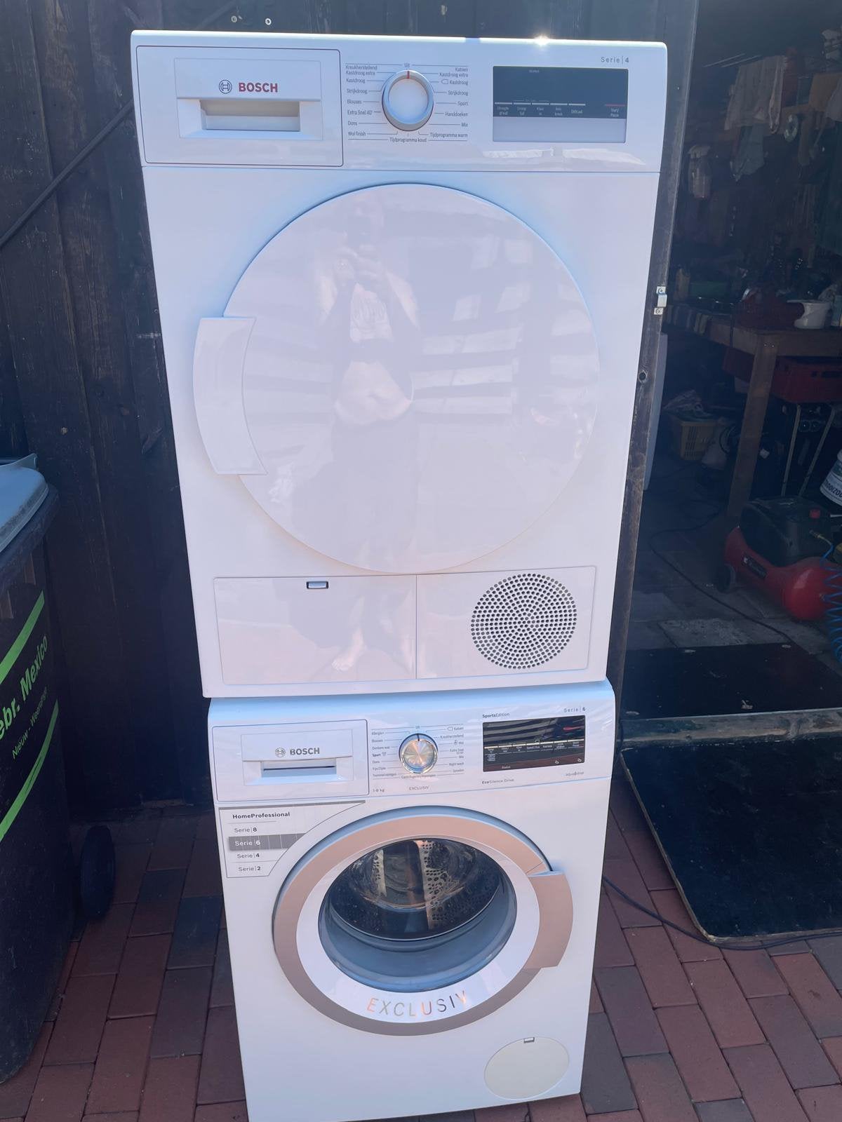 Bosch setjes wasmachine en droger 8 kilo, Witgoed en Apparatuur, Ophalen, 1200 tot 1600 toeren, 8 tot 10 kg, Voorlader