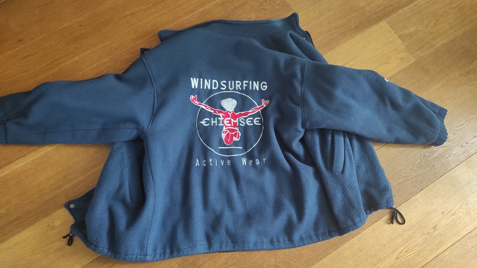 Vintage Chiemsee Windsurfing Fleece Jas - Jaren '90 Retro, Gedragen, Maat 48/50 (M), Blauw, Chiemsee
