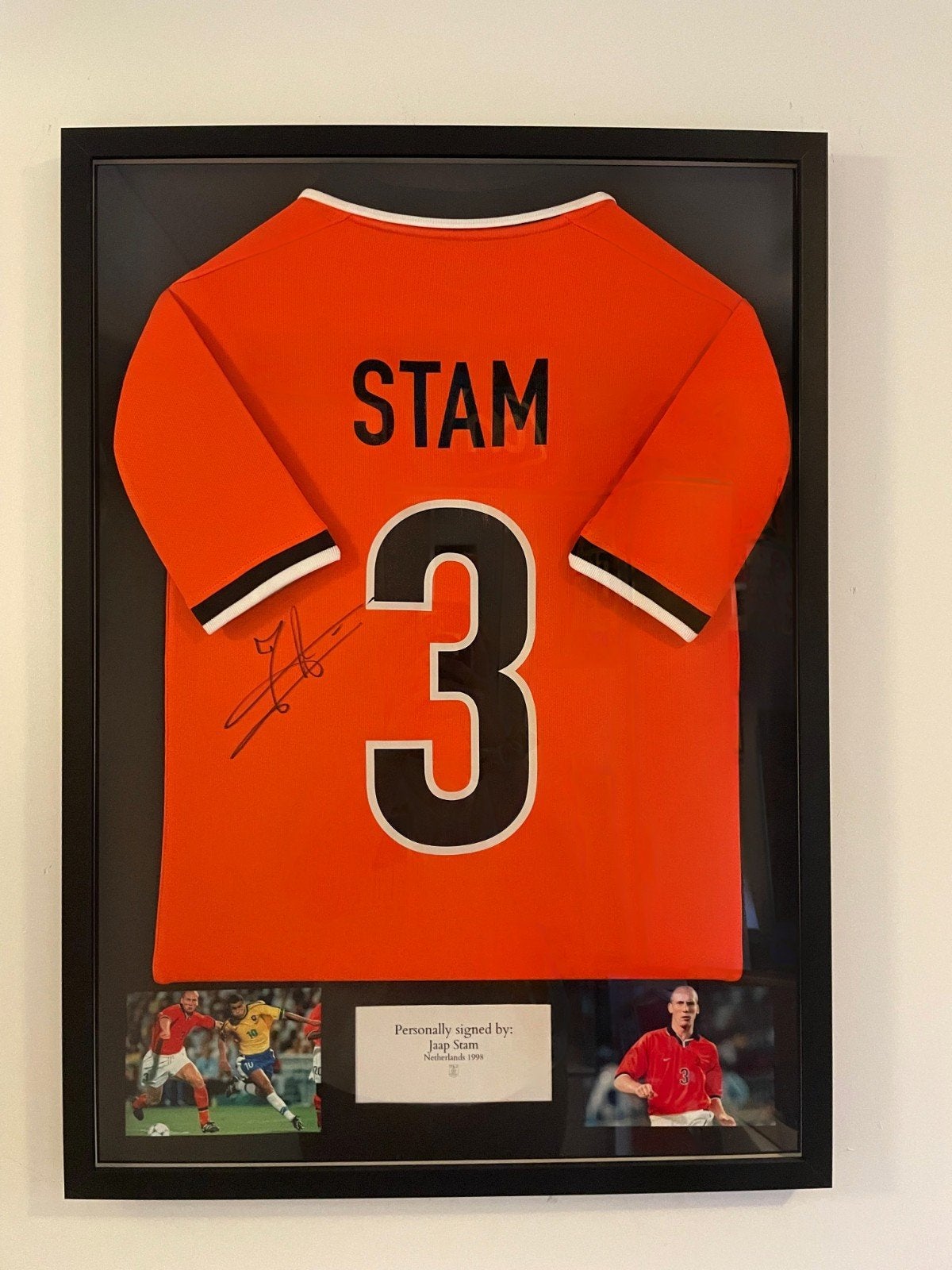Jaap Stam ingelijst shirt + Videobewijs, Verzamelen, Ophalen of Verzenden, Nieuw, Buitenlandse clubs, Shirt