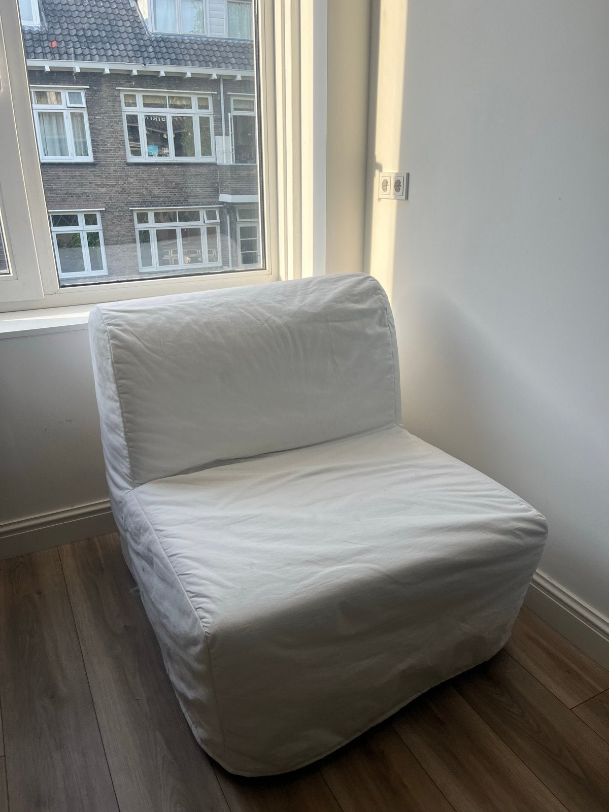 IKEA LYCKSELE LÖVÅS Slaapfauteuil - Wit, Huis en Inrichting, Fauteuils, Ophalen, Gebruikt, 100 tot 125 cm, 75 tot 100 cm