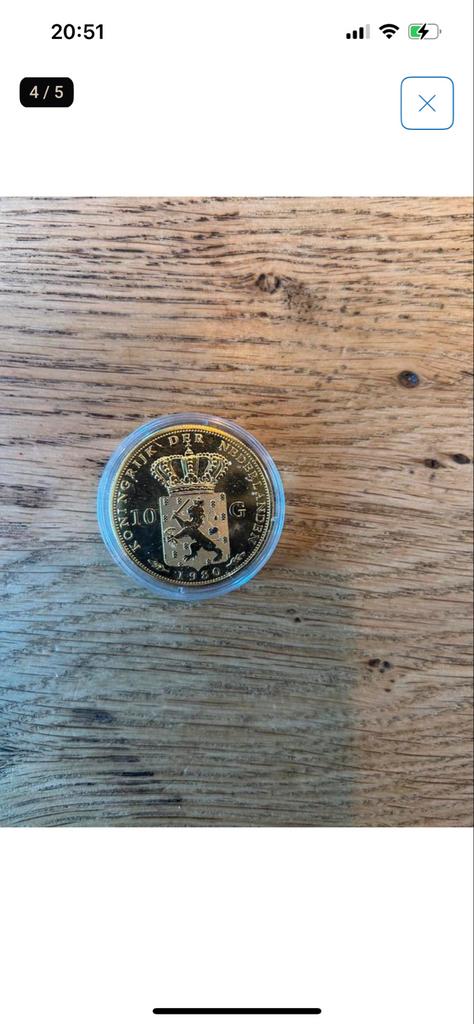 Gouden 10 Gulden Munt Koningin Wilhelmina 1925, Koningin Wilhelmina, Losse munt, 10 gulden, Goud