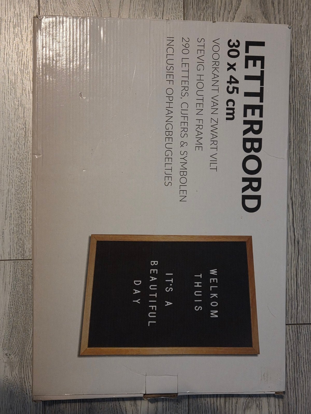Letterbord met letters - 30x45 cm, Hout, Zwart, Nieuw, Ophalen of Verzenden
