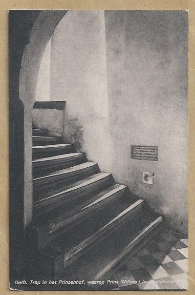 Oude Ansichtkaart Delft Prinsenhoftrap Willem I, Ophalen of Verzenden, 1920 tot 1940, Ongelopen, Zuid-Holland
