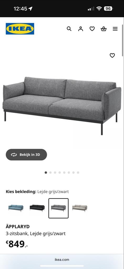 IKEA ÄPPLARYD 3-zitsbank, zo goed als nieuw, Driepersoons, 75 tot 100 cm, Ophalen of Verzenden, Zo goed als nieuw
