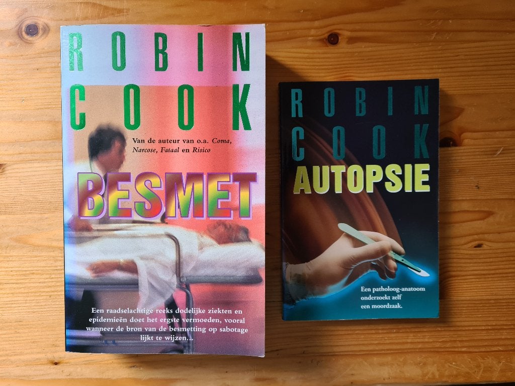 Thrillers ‘Besmet’ en ‘Autopsie’ van Robin Cook, Boeken, Ophalen of Verzenden, Gelezen, Robin Cook, Amerika