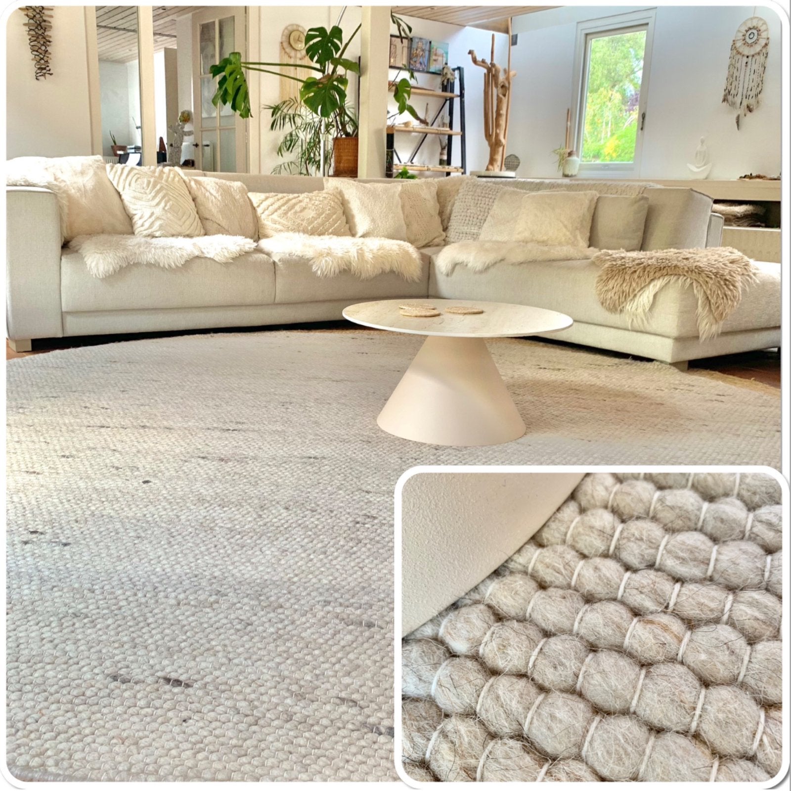 Beige  mix  - wollen  xxl vloerkleed 240CM - fotoshoot, Ophalen, Beige, Rond, 200 cm of meer