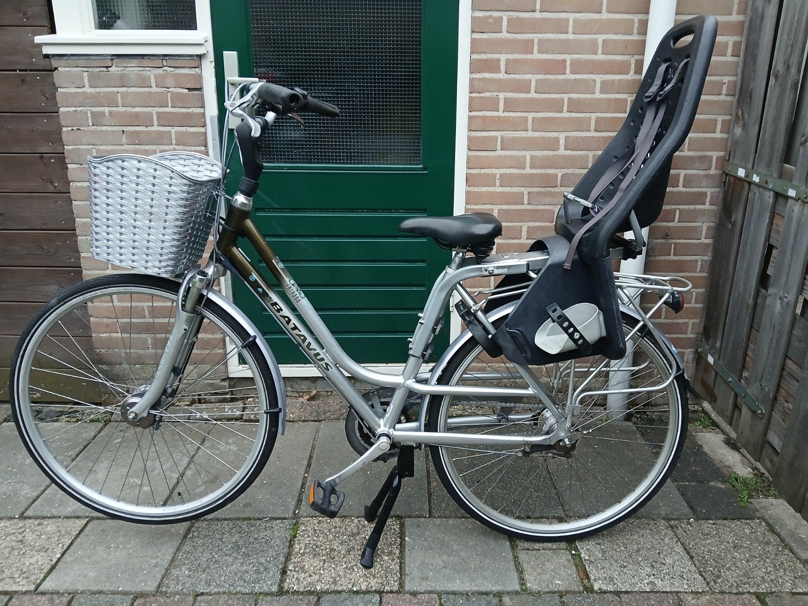 Batavus Mamafiets met Yepp zitje en lage instap, Gebruikt, Batavus, Minder dan 47 cm, Dubbele standaard