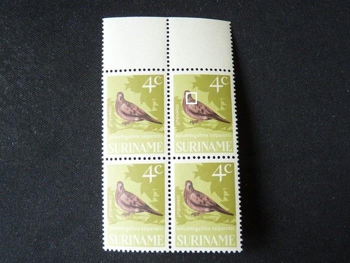 plaatfout suriname 442 , postfris blokje van 4., Verzenden, Postfris