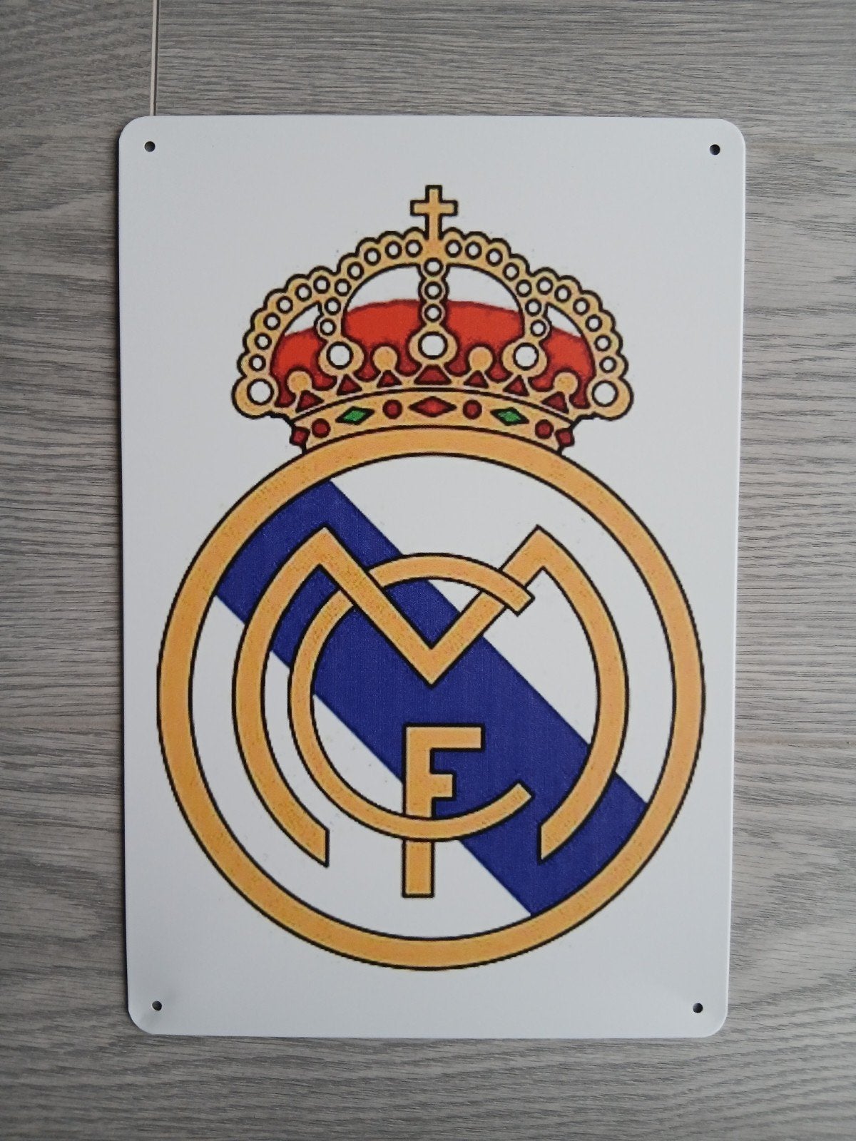 Real Madrid 20x30 cm Metalen Reclamebord, Verzenden, Nieuw, Buitenlandse clubs, Poster, Plaatje of Sticker