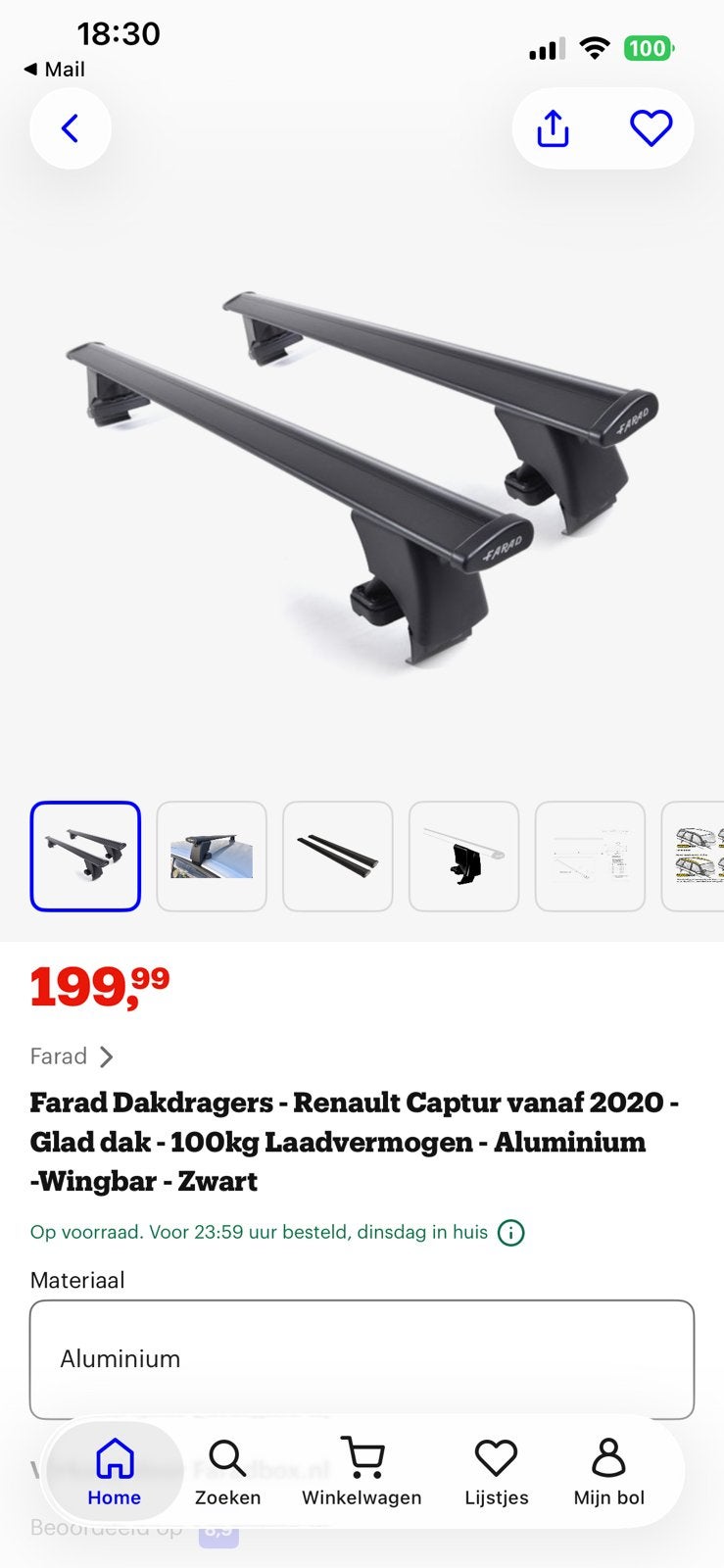 Farad dakdragers voor Renault Captur 2020, Auto diversen, Dakdragers, Ophalen of Verzenden, Zo goed als nieuw