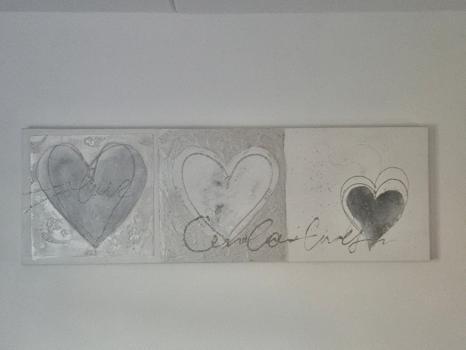 Modern schilderij met harten, ca. 150x50 cm, Ophalen, Acrylverf, Doek, Realistisch