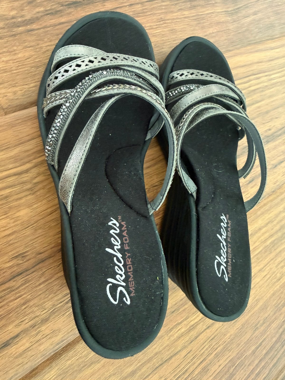 Sckechers maat 38, Zwart, Zo goed als nieuw, Sandalen of Muiltjes, Ophalen of Verzenden
