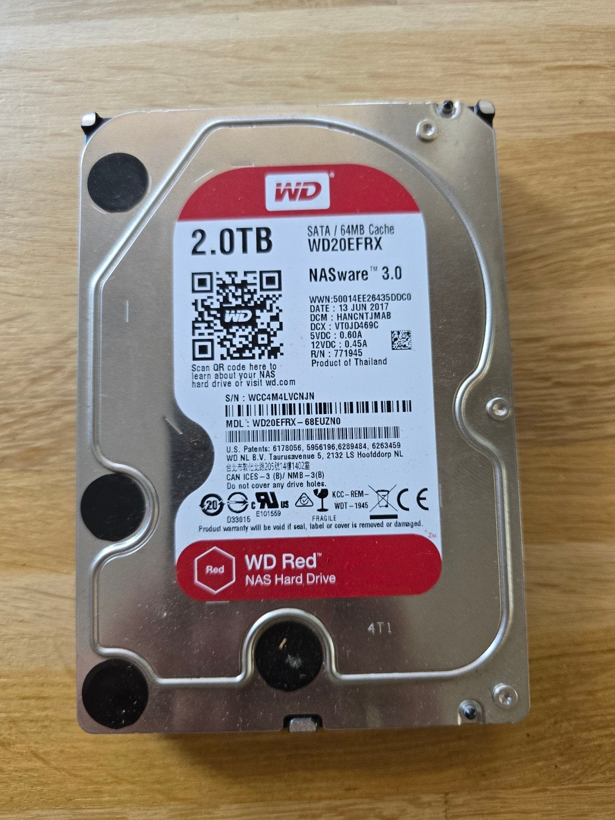 WD Red 2TB NAS Hard Drive - SATA HDD - 3,5 inch, Computers en Software, Harde schijven, Intern, 2TB, Gebruikt, Server