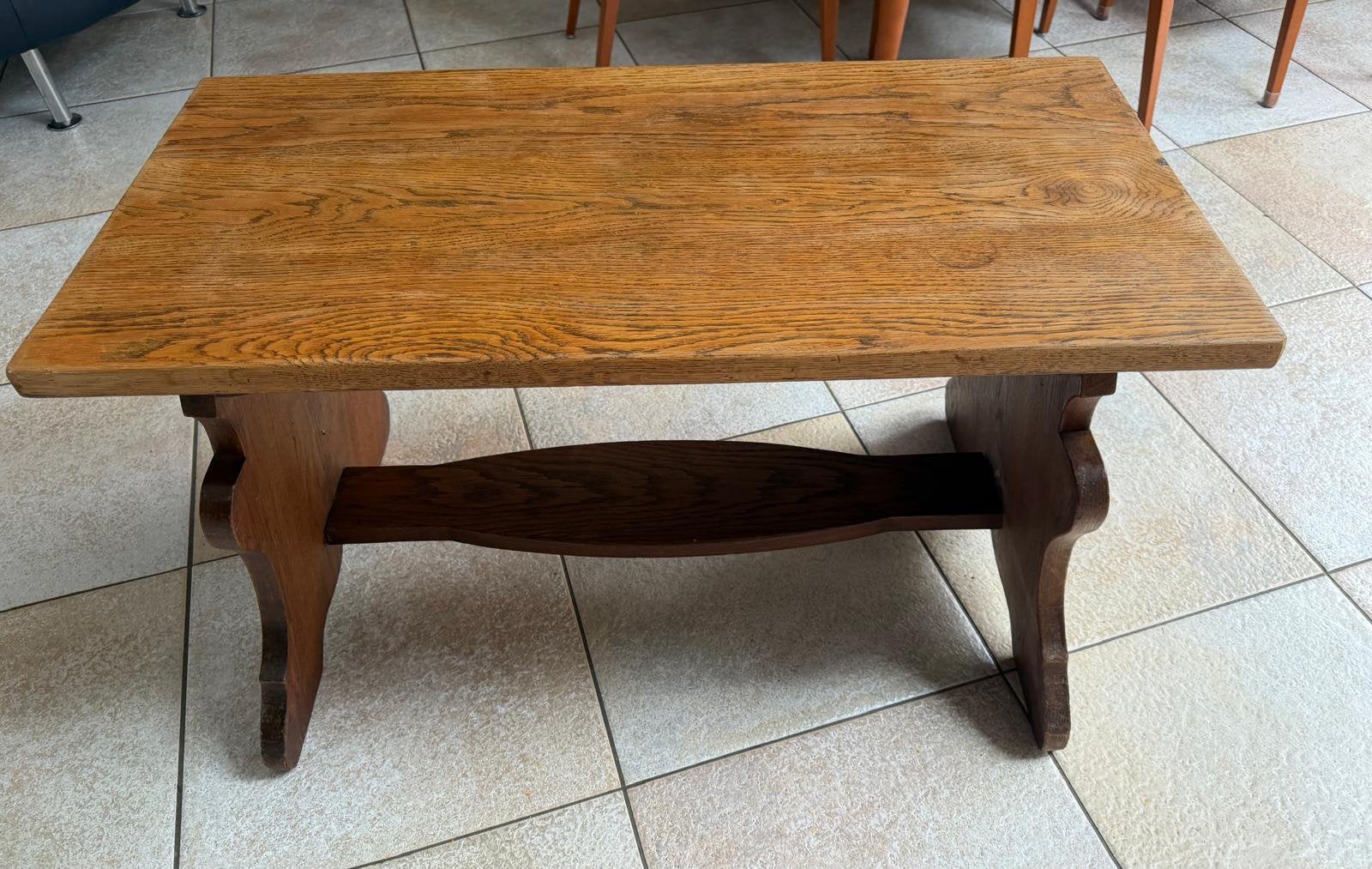 VINTAGE  HANDGEMAAKTE KLOOSTERTAFEL EIKEN UIT JAREN 50, Huis en Inrichting, Tafels | Sidetables, Ophalen, Gebruikt, 100 tot 150 cm
