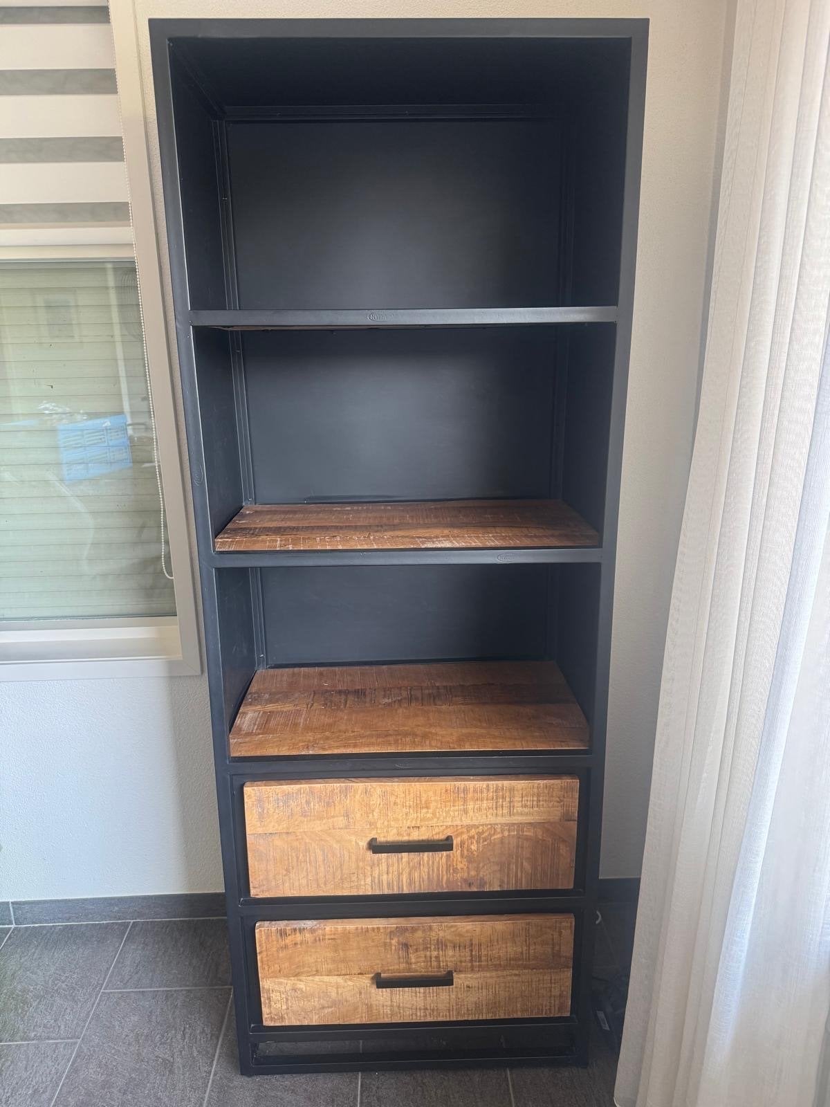 Industriële boekenkast met lades - 180x70 cm, Ophalen, Gebruikt, 50 tot 100 cm, Met lade(s)