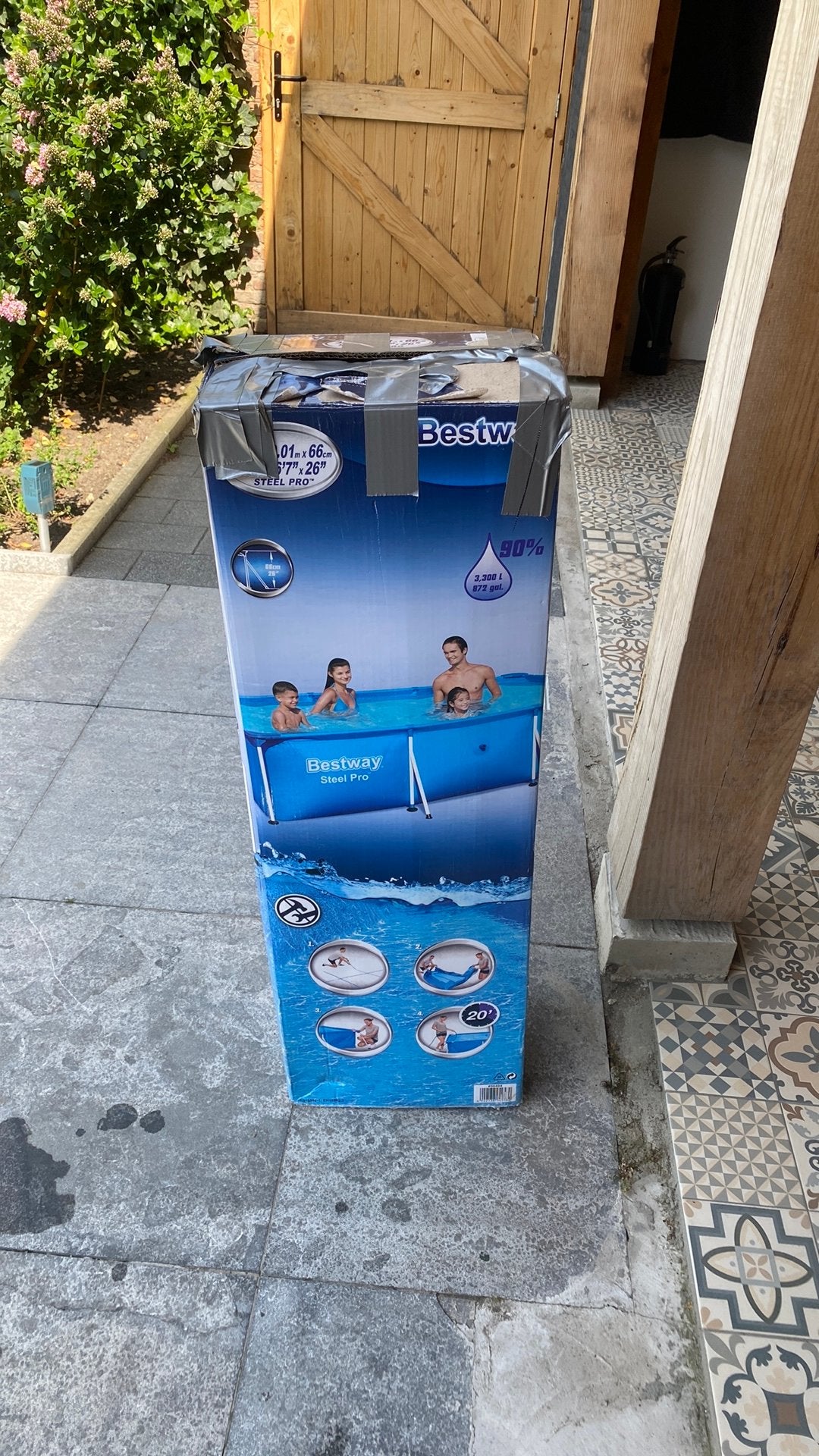 Bestway zwembad 300x201x66 incl pomp, filter en afdekzeil, Ophalen, Gebruikt, Minder dan 80 cm, Opzetzwembad