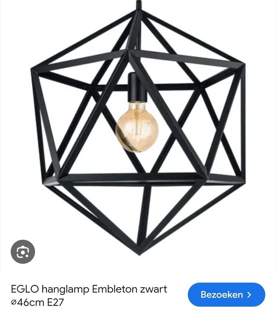 EGLO hanglamp Embleton zwart, 46 cm, Ophalen, Zo goed als nieuw