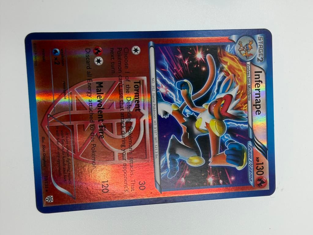 Infernape Pokémon Kaart - Team Plasma -, Ophalen of Verzenden, Zo goed als nieuw, Losse kaart