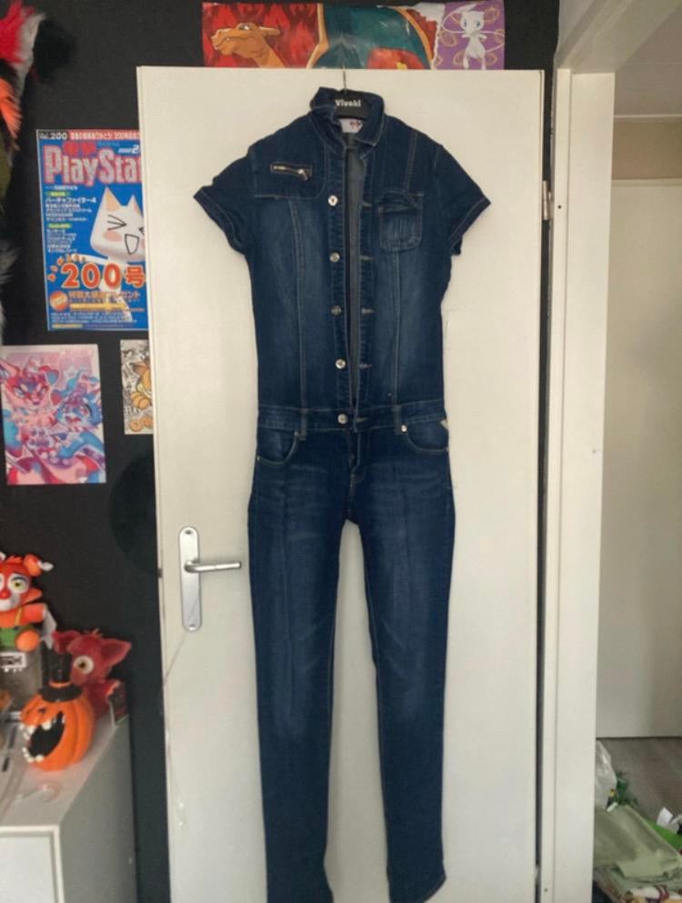 Spijker jumpsuit, Ophalen of Verzenden, Zo goed als nieuw, Blauw