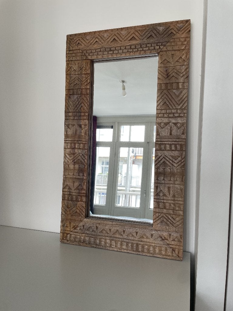 Spiegel Houten Lijst (Ibiza / Eivissa Stijl) 40x70, Ophalen, Minder dan 50 cm, Zo goed als nieuw, Minder dan 100 cm