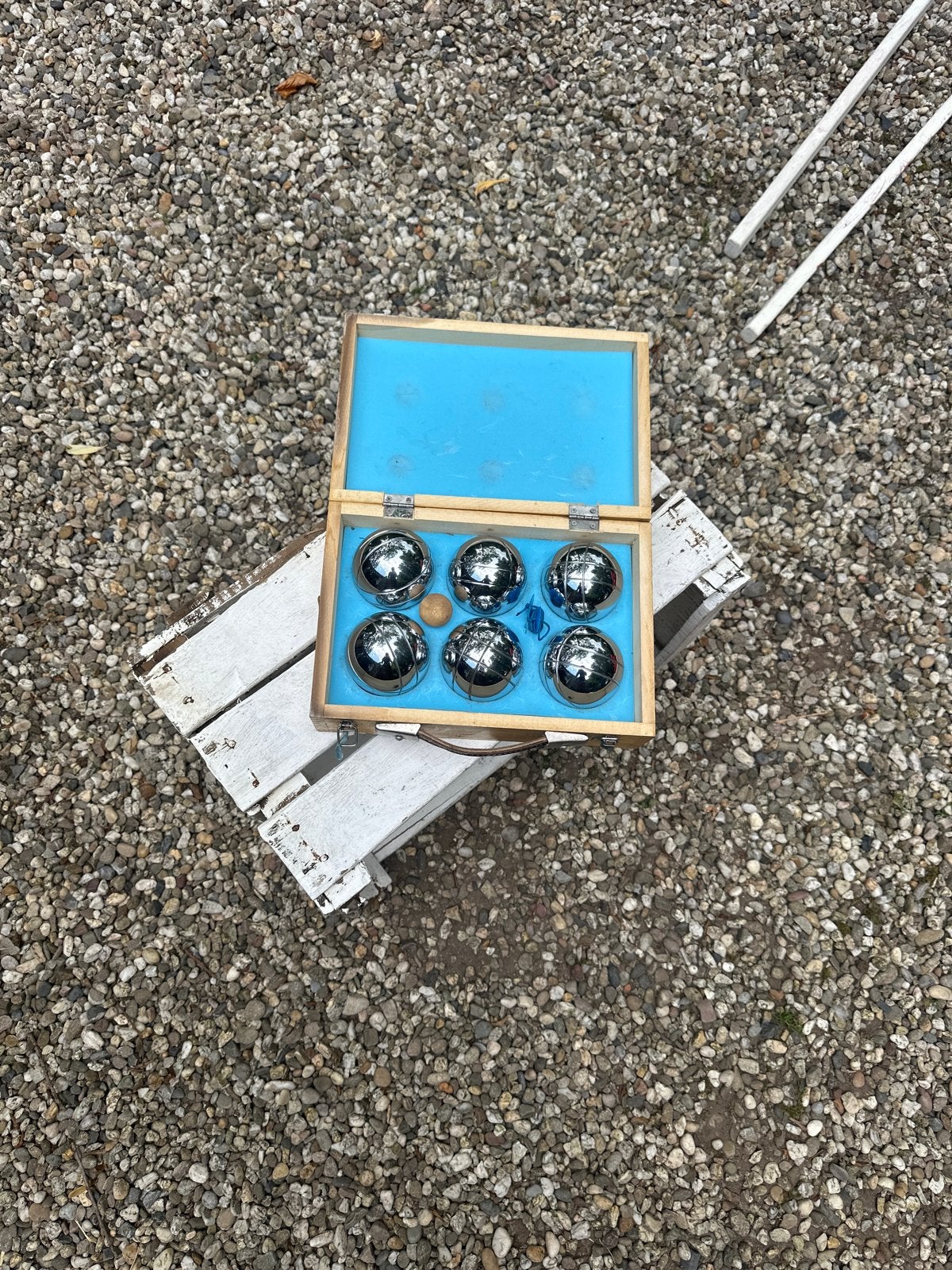 Petanque set in houten kist, Ophalen, Gebruikt