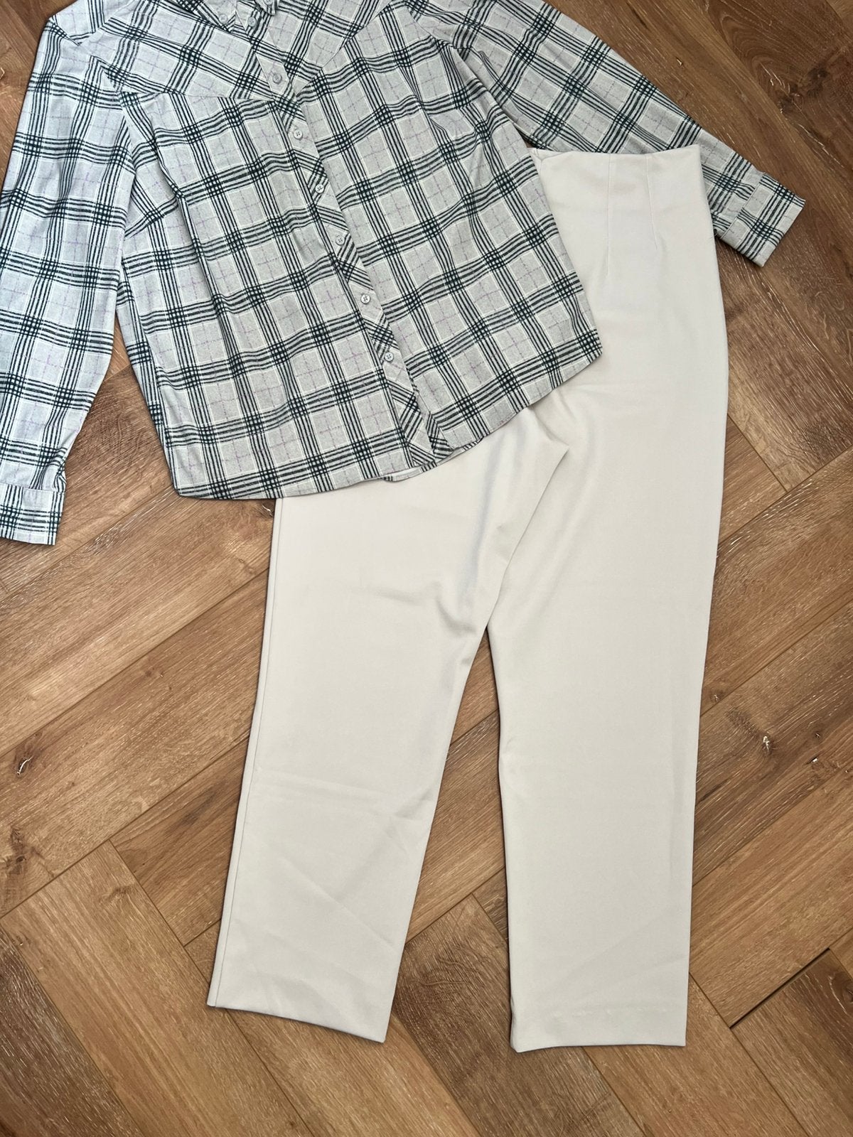 Studio anneloes set L bobby check blouse & nine bonded broek, Maat 42/44 (L), Ophalen of Verzenden, Zo goed als nieuw, X