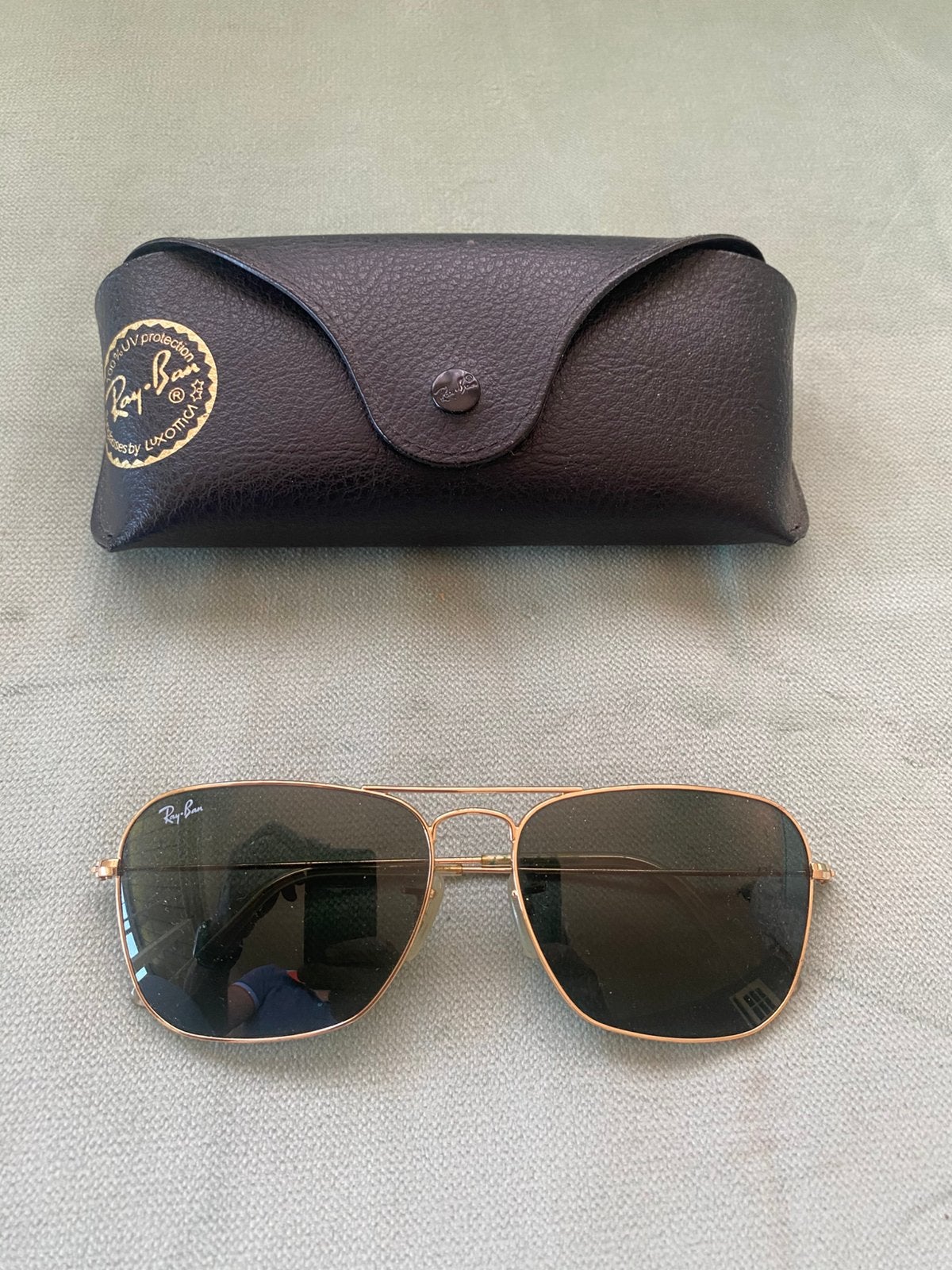 Ray-Ban Caravan RB3136 001 – goud/groen – origineel etui, Sieraden, Tassen en Uiterlijk, Zonnebrillen en Brillen | Heren, Ophalen