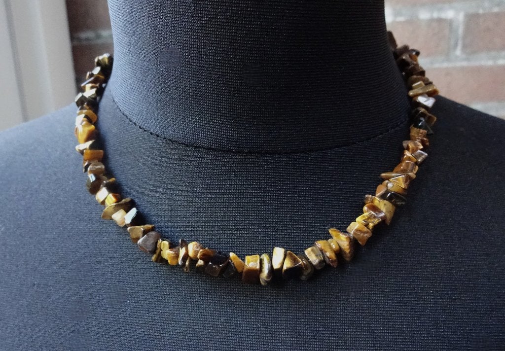 Edelsteen Tijgeroog splitketting * Natuurlijke edelsteen, Sieraden, Tassen en Uiterlijk, Kettingen, Bruin, Verzenden, Zo goed als nieuw