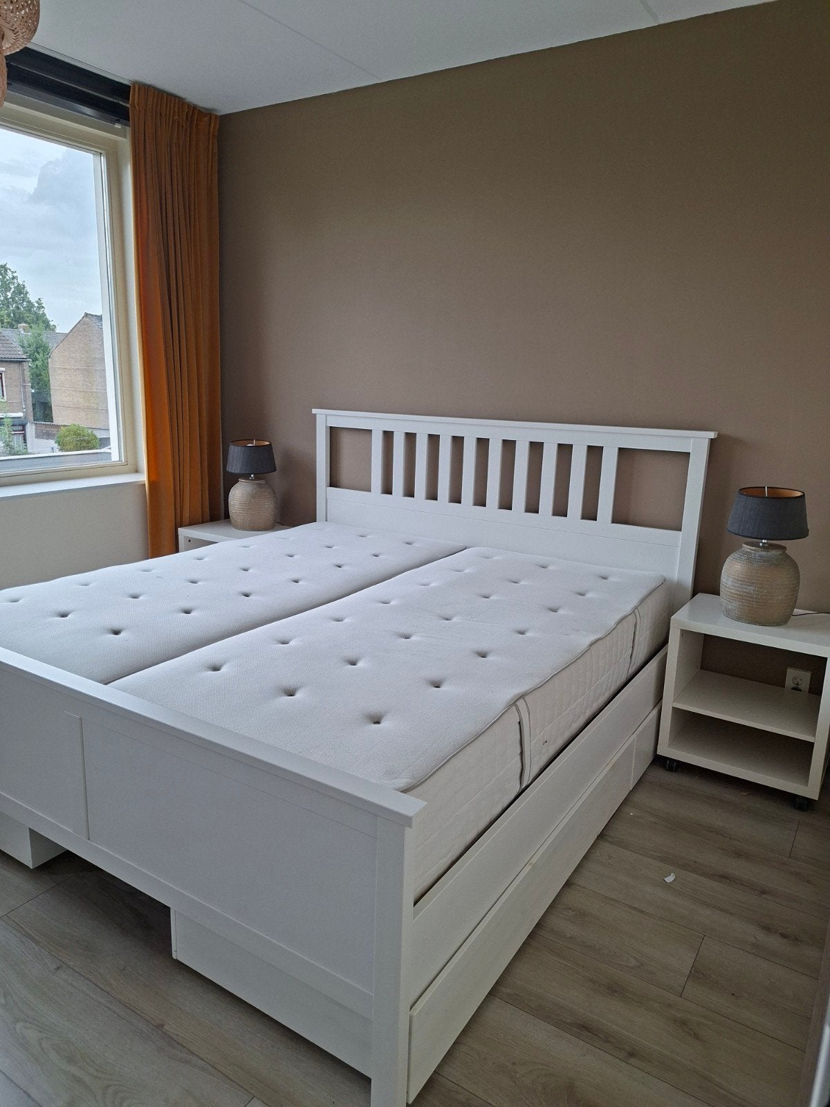 compleet IKEA HEMNES tweepersoonsbed in wit, Huis en Inrichting, Slaapkamer | Bedden, Ophalen, Gebruikt, Wit, Tweepersoons