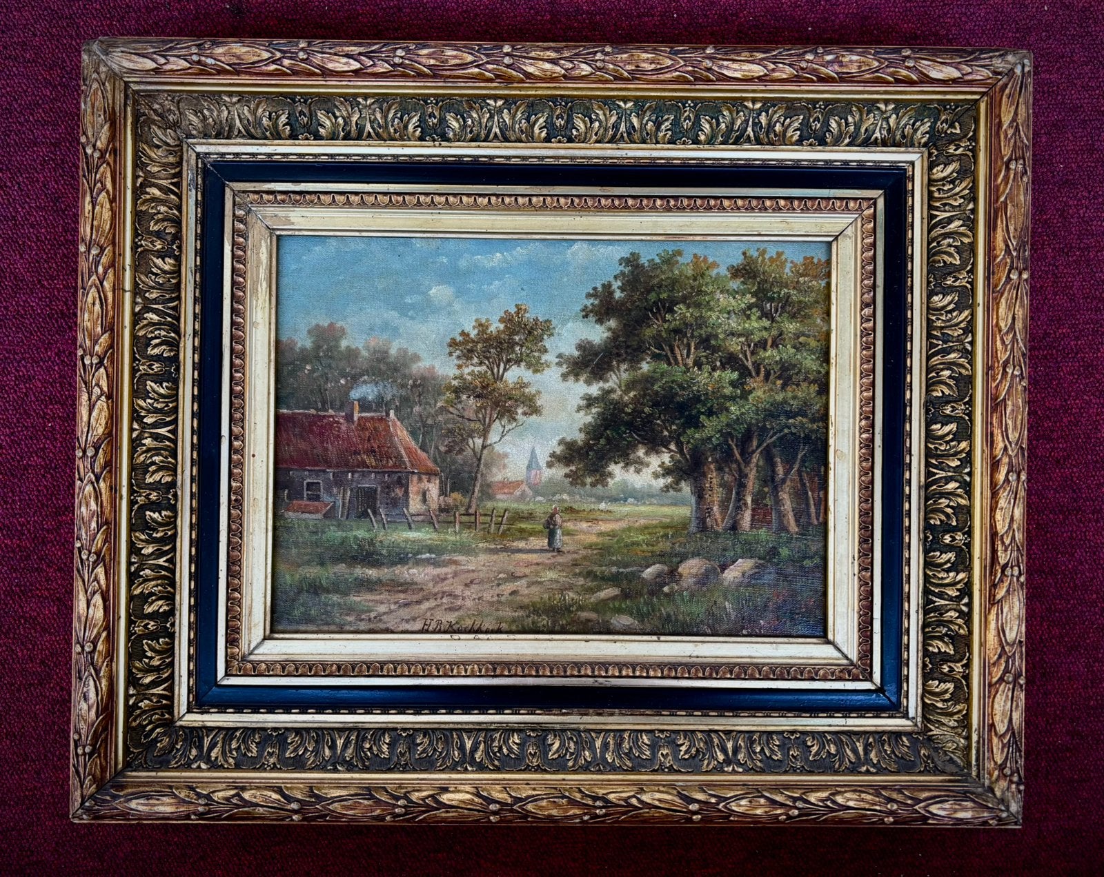 Jan H.B. Koekkoek Amsterdam 1840-1912 Hilversum., Bijzondere lijst, Doek, Ophalen of Verzenden, Landschap