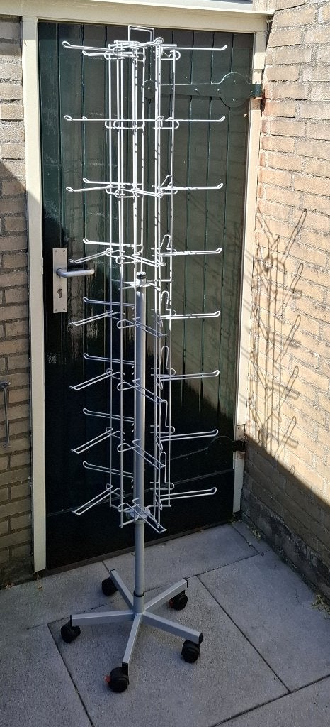 Display rek op wielen (200cm) grijs, Ophalen, Gebruikt